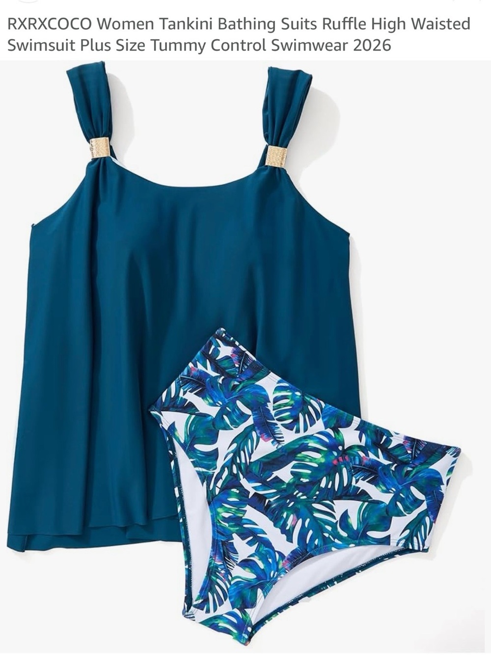 Women’s Teal Tank Top with Gold Accent Straps